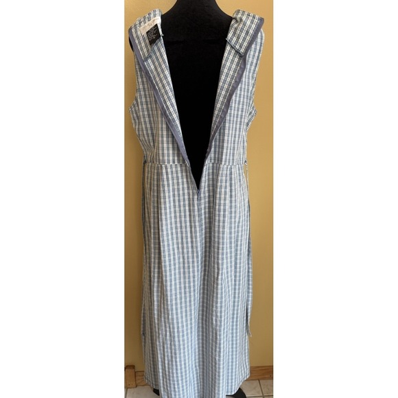 Casual Corner Blue White Plaid Cotton Dress Size 14 Cottagecore - Picture 4 of 11